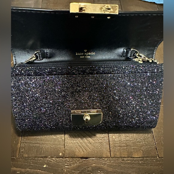 kate spade New York black w/multi colored glitter Milou Sunset Lane clutch. - Picture 5 of 5